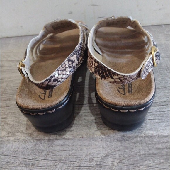 Clarks Lexi Marigold Women's Snake Print Leather Wedge Sandals Size 7 - Picture 3 of 7